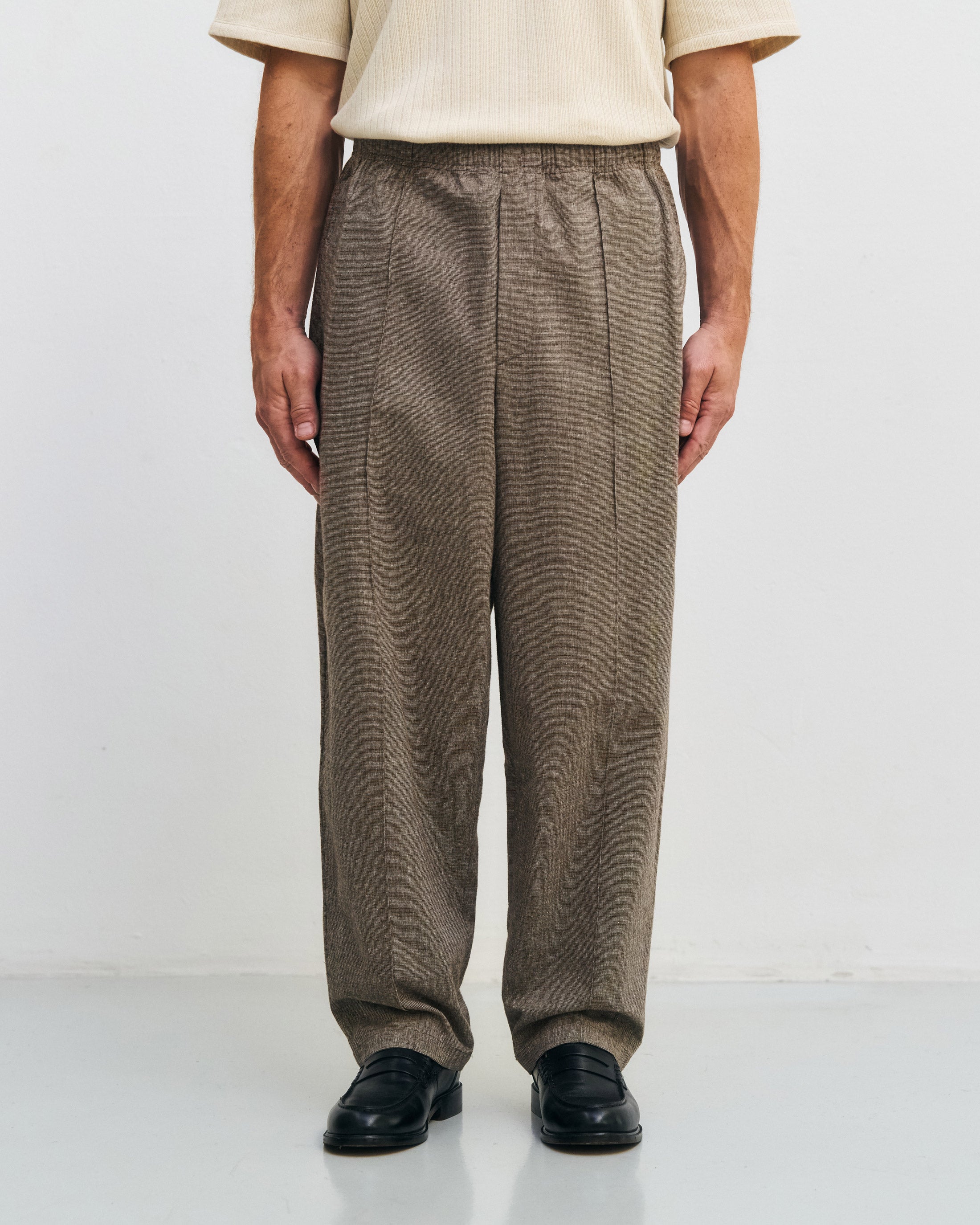 Weite Bundfaltenhose Bio Baumwolle - Canvas Braun