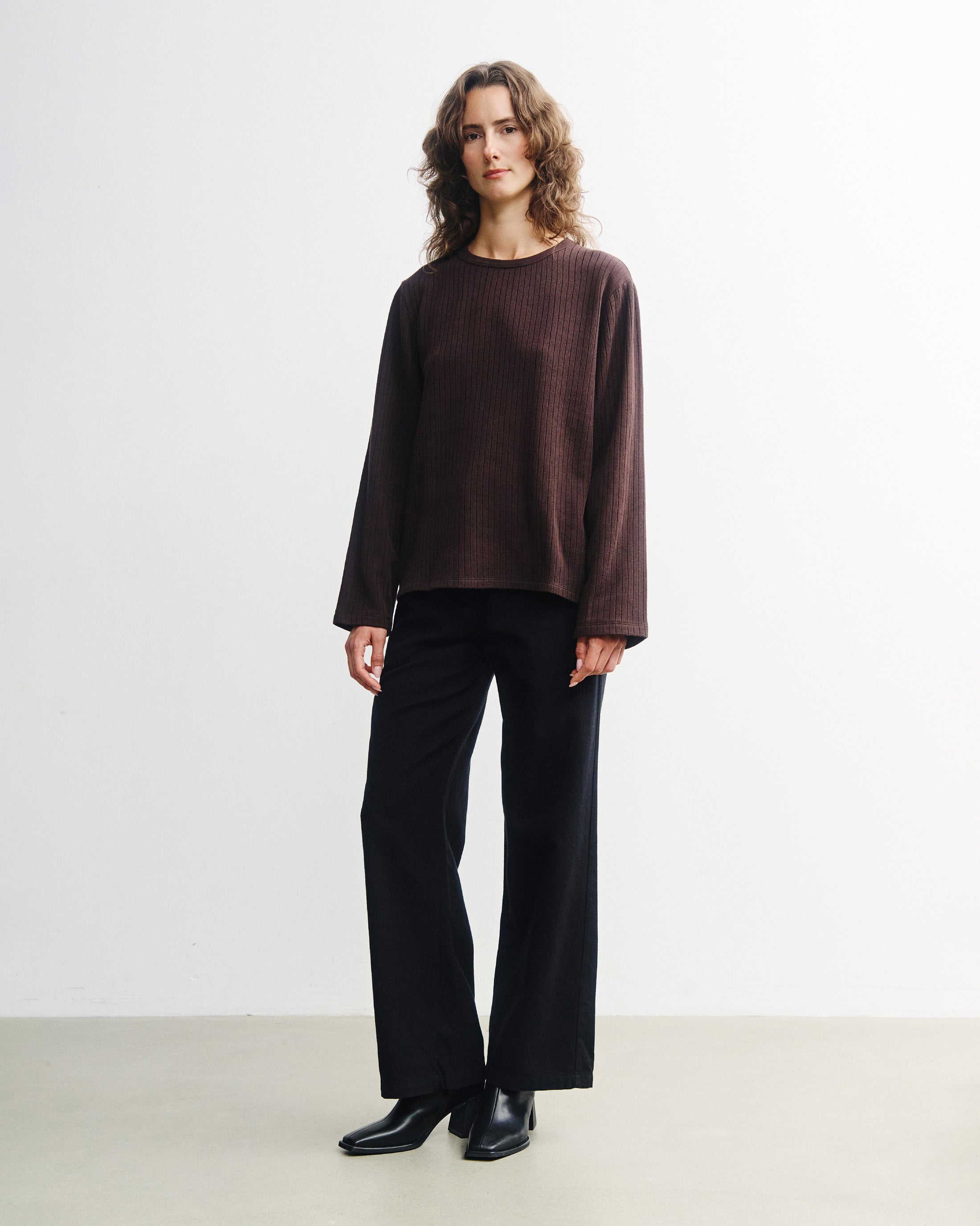 Oversize Longsleeve Bio Baumwolle - Braun