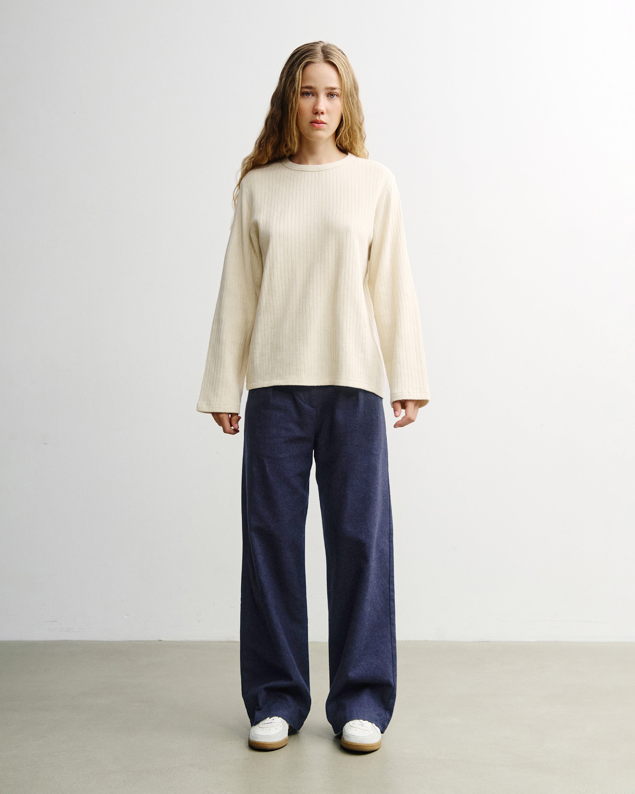 Oversize Longsleeve Bio Baumwolle - Creme
