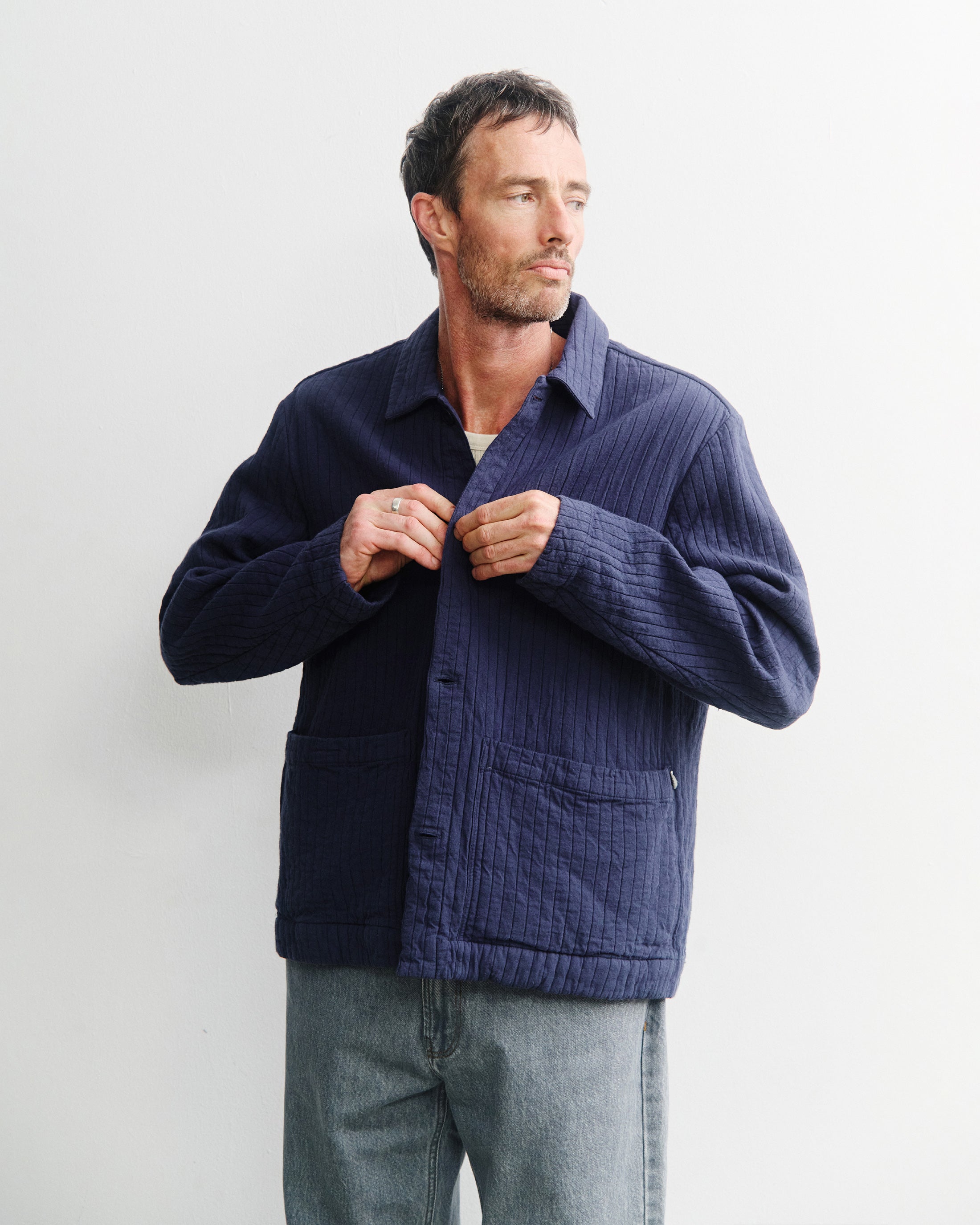 Workwear Jacke Ribb Bio Baumwolle - Blau