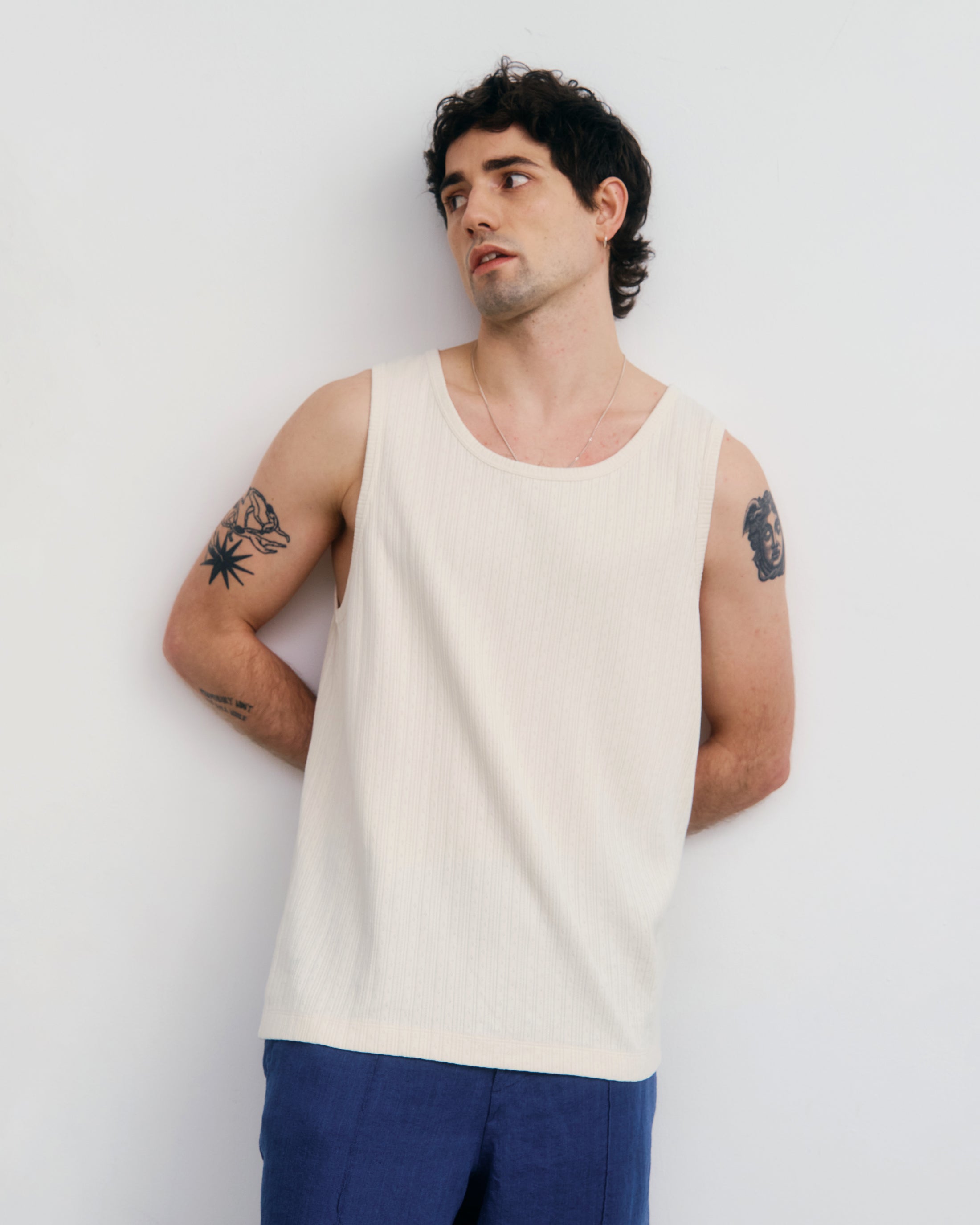 Geripptes Tanktop Bio Baumwolle - Weiß