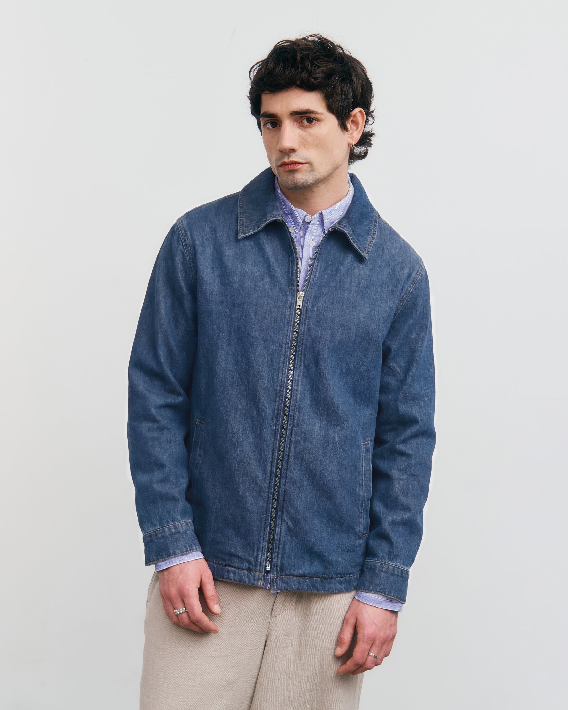 Workwear Zip Jacket Recycled Cotton - Washed Denim